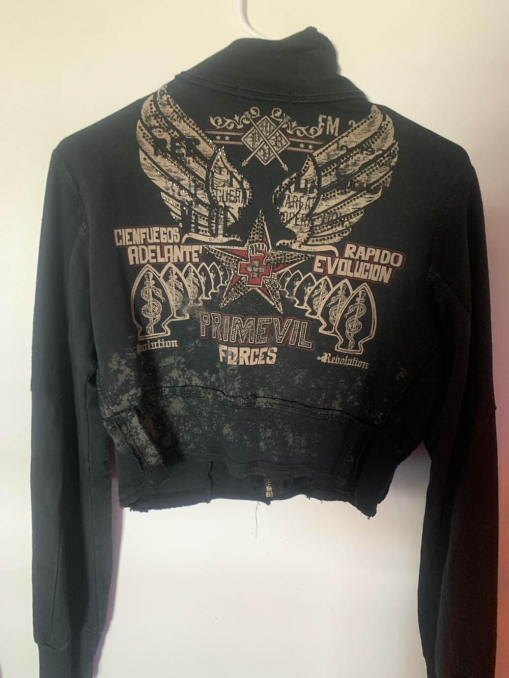 Primevil Forces Black Graphic Cropped Jacket